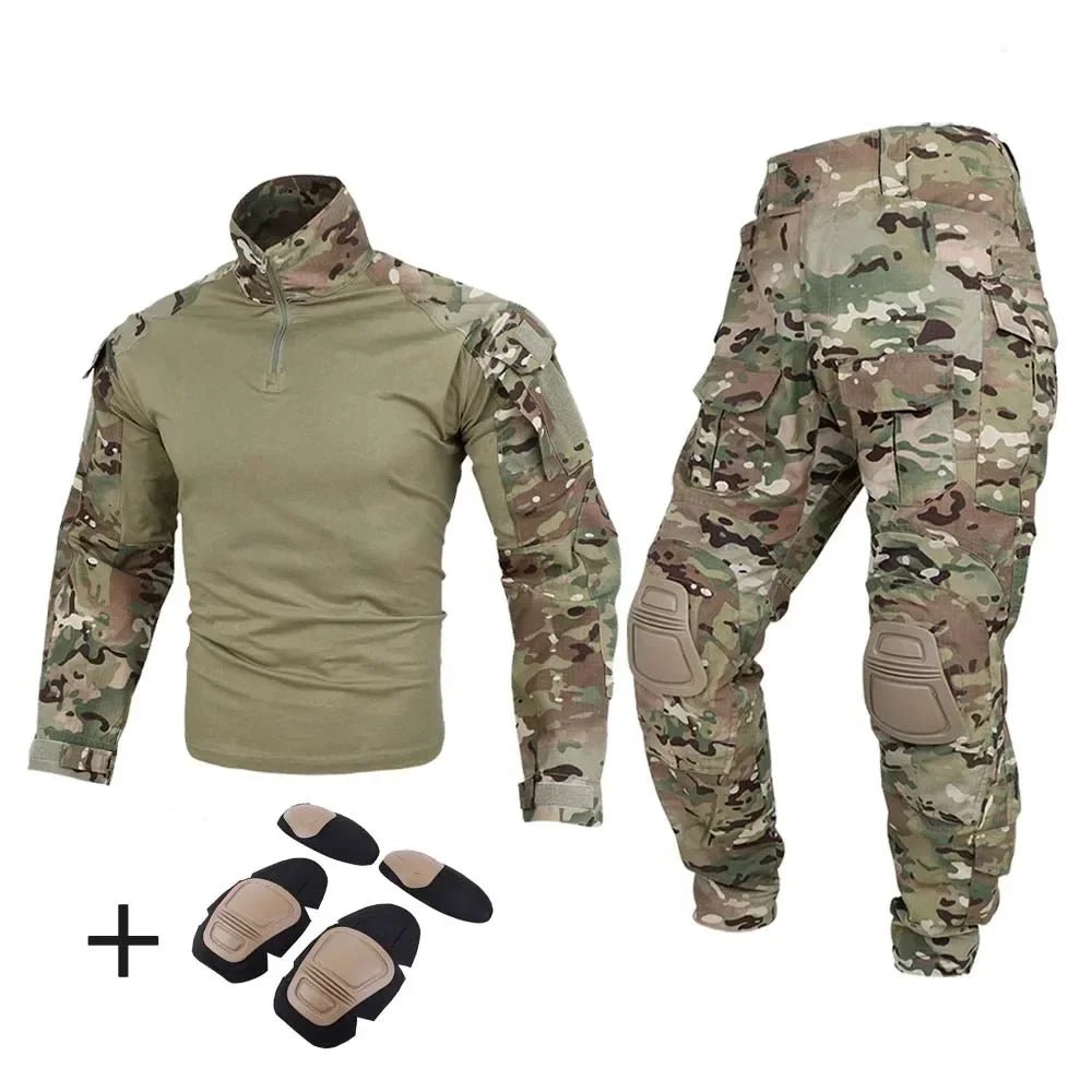 Ensemble / uniforme tactique de combat avec poches multifonctionnelles et genouillères "Emersongear - G3" - Planète Rando