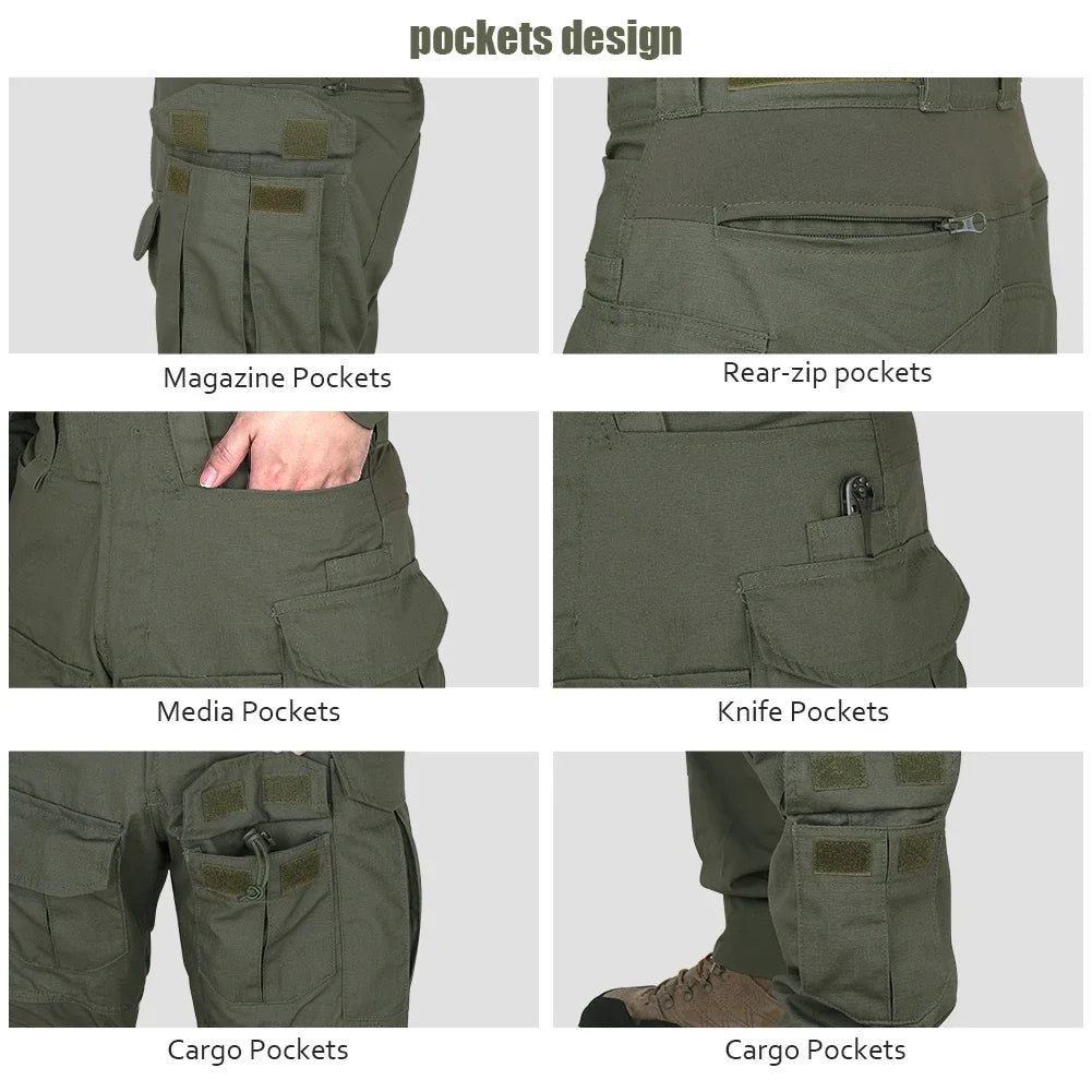 Ensemble / uniforme tactique de combat avec poches multifonctionnelles et genouillères "Emersongear - G3" - Planète Rando