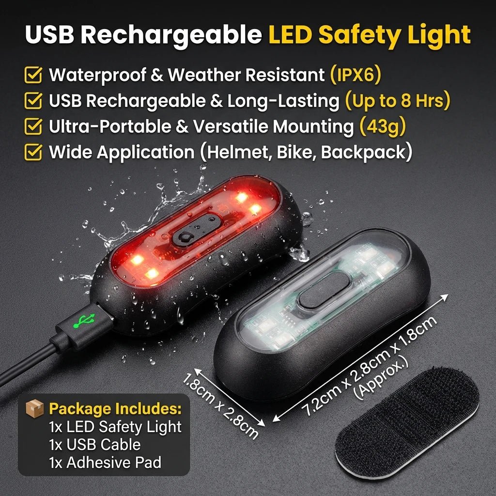Feu arrière étanche IPX6 pour casque, signal de sécurité et d'avertissement à LED "FlashLight - FL100" - Planète Rando