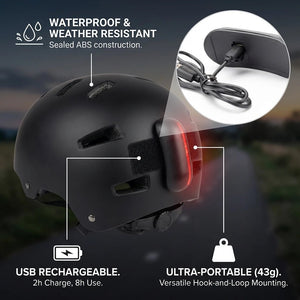 Feu arrière étanche IPX6 pour casque, signal de sécurité et d'avertissement à LED "FlashLight - FL100" - Planète Rando