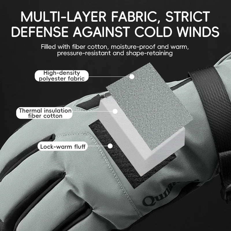 Gants de ski tactiles & imperméables avec poignet allongé et technologie 3M Thinsulate "Qunature - 16410045" - Planète Rando