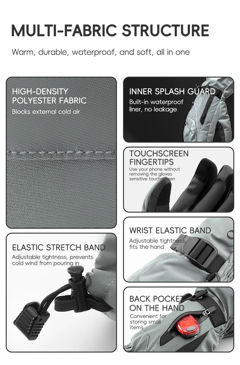 Gants de ski tactiles & imperméables avec poignet allongé et technologie 3M Thinsulate "Qunature - 16410045" - Planète Rando