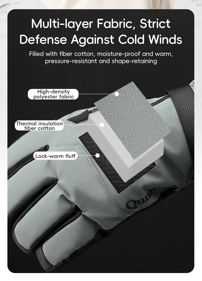Gants de ski tactiles & imperméables avec poignet allongé et technologie 3M Thinsulate "Qunature - 16410045" - Planète Rando