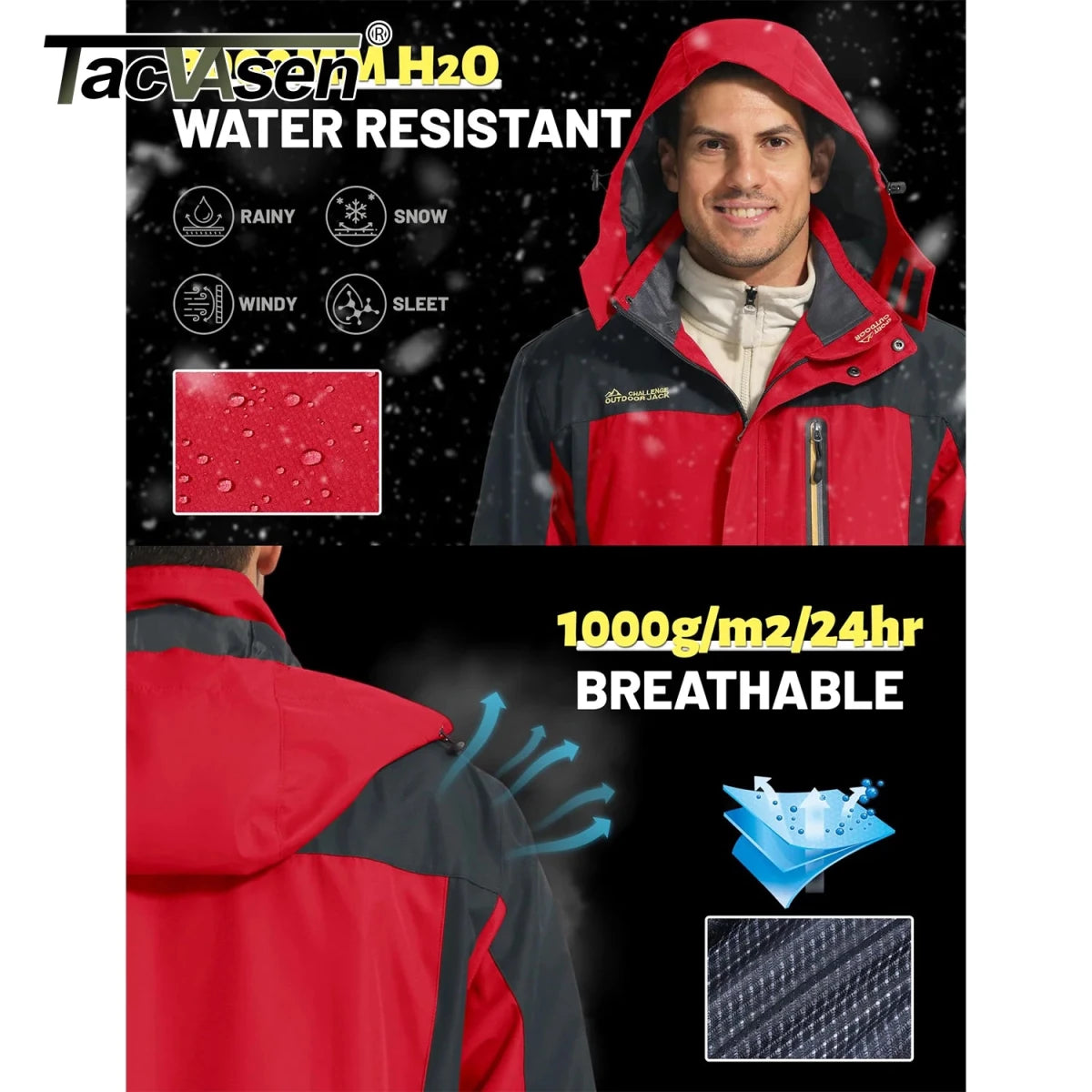Hardshell / veste imperméable et légère pour homme "TACVASEN - TJ396" - Planète Rando