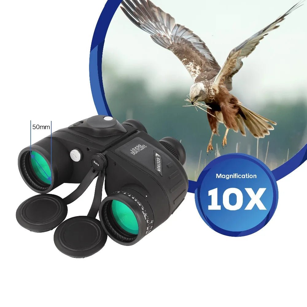 Jumelles 10x50 étanche IP55 avec télémètre boussole BAK4 HD "Bostron - CT1050C" - Planète Rando