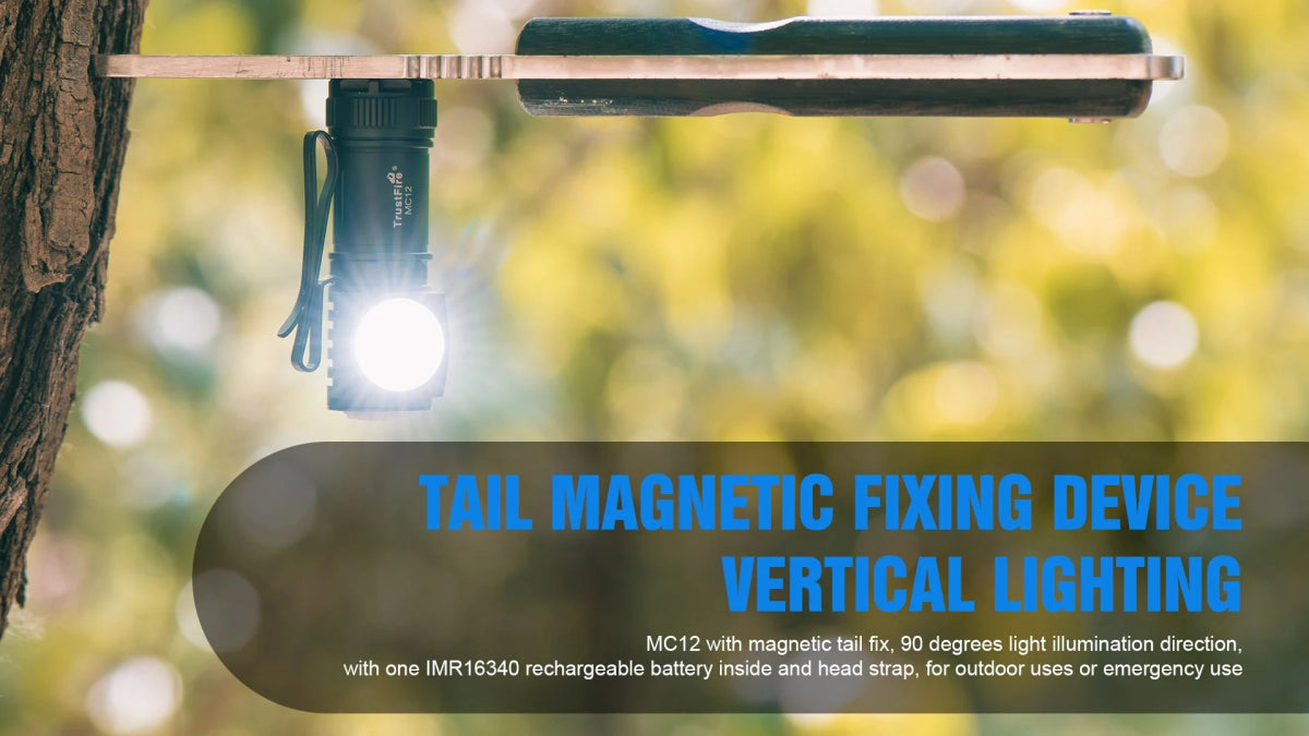 Lampe frontale LED magnétique rechargeable XP - L HI jusqu'à 1000 lumens "TrustFire - MC12" - Planète Rando