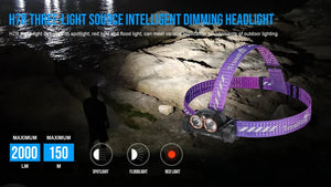 Lampe frontale rechargeable USB 2000 lumens, LED rouge et blanche "Trustfire - H7R" - Planète Rando