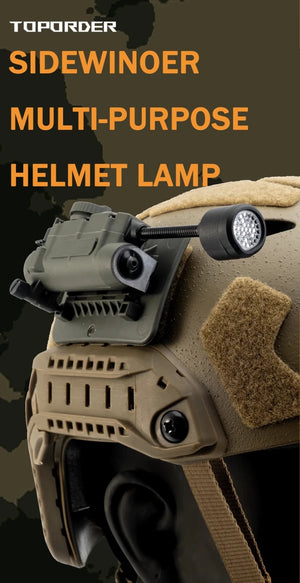Lampe tactique pour casque tactique avec support et stroboscope rouge/vert/bleu/blanc "TOPORDER - Sidewinder" - Planète Rando