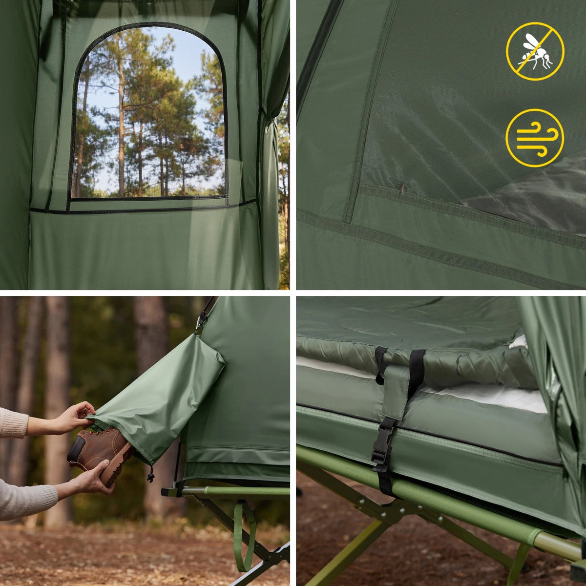 Lit de camp 4 en 1 avec matelas, tente et sac de transport pour 1 personne "SoBuy - OGS32 - GR" - Planète Rando