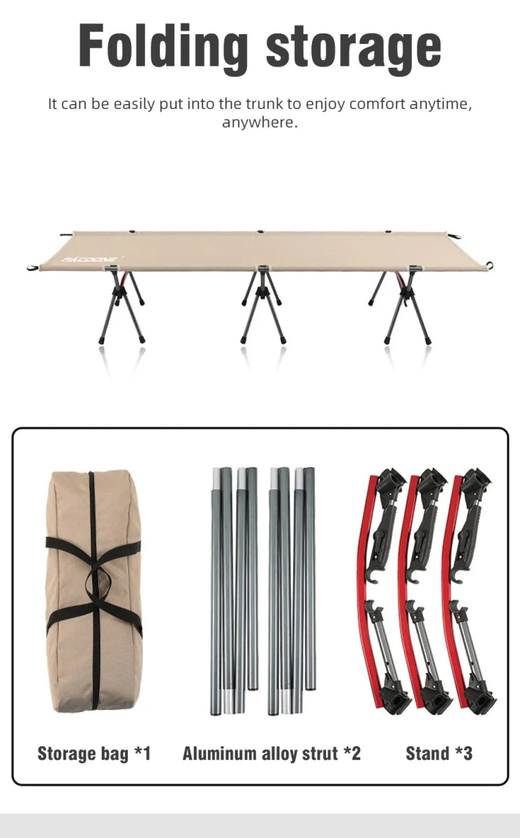 Lit de camping pliable et portable pour le camping, van - life et opérations "Pacoone - Camp bed" - Planète Rando