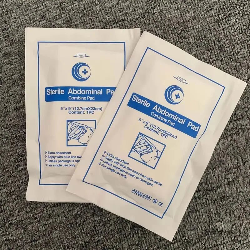 Lot de 2/5/10 compresses abdominales stériles combinées 5" x 9" pour pansements "Peel" - Planète Rando