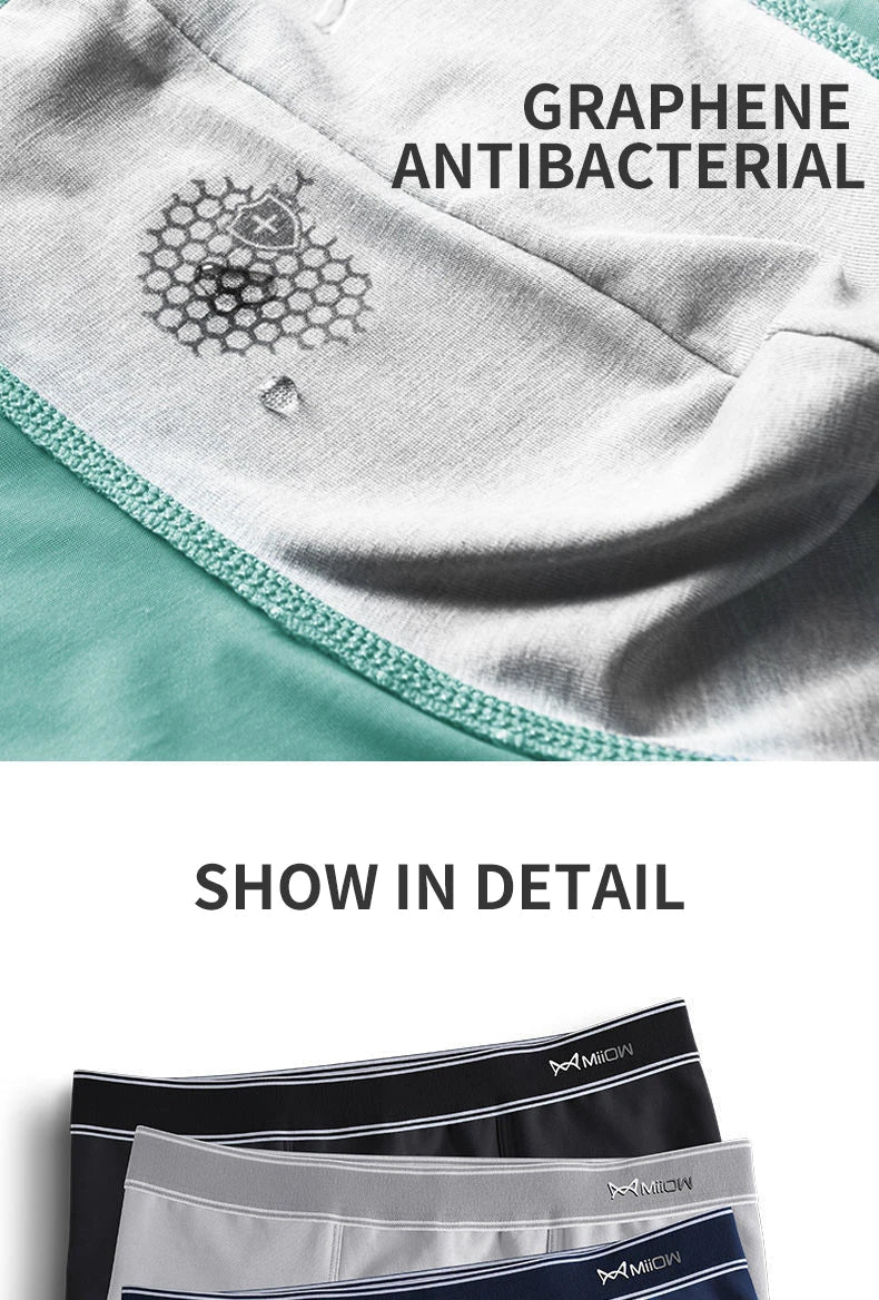 Lot de 3 boxer en coton pour homme, sous - vêtements respirants, boxers antibactériens au graphène "MiiOW - MW820 - 3P" - Planète Rando