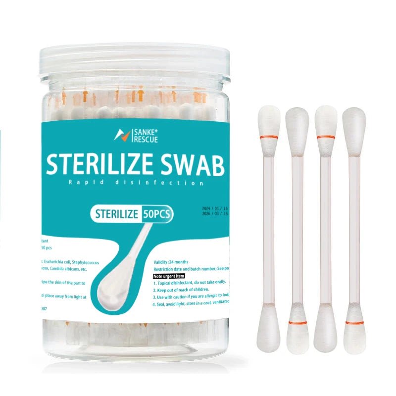 Lot de bâtonnets imprégnés alcool ou povidone iodée "Sanke Rescue - Swab pack" - Planète Rando
