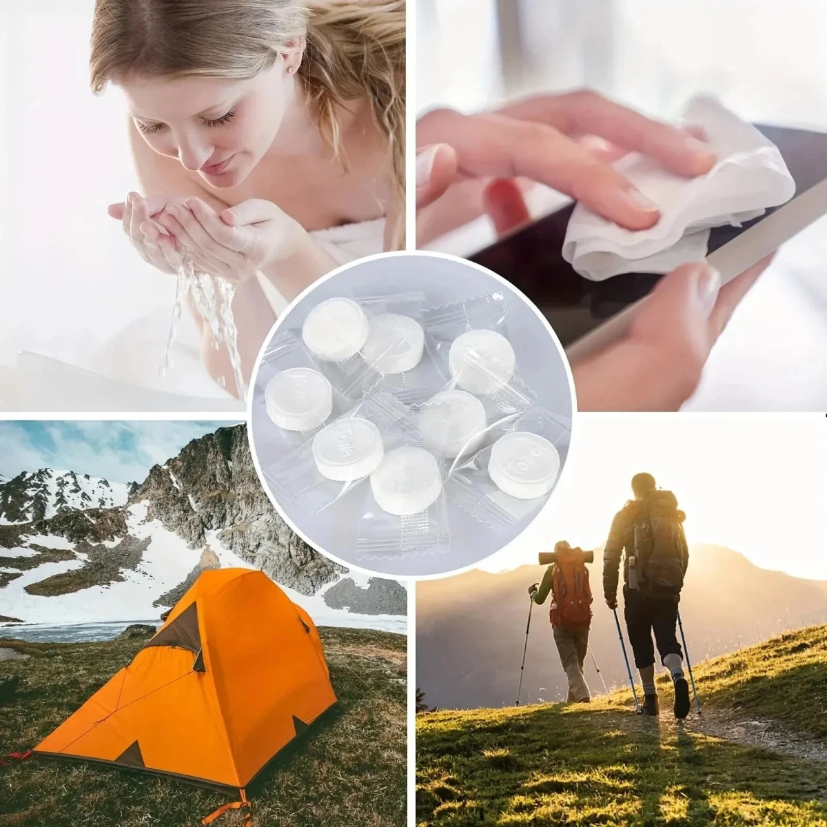 Lot de lingettes compressées portables et jetables "Sanke Rescue - Towel" - Planète Rando