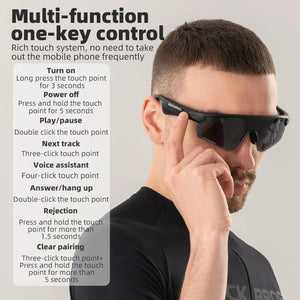 Lunettes connectée / audio Bluetooth V5.2 avec batterie rechargeable 120 mAh & technologie Vstimulations "ROCKBROS - SP2500 series" - Planète Rando