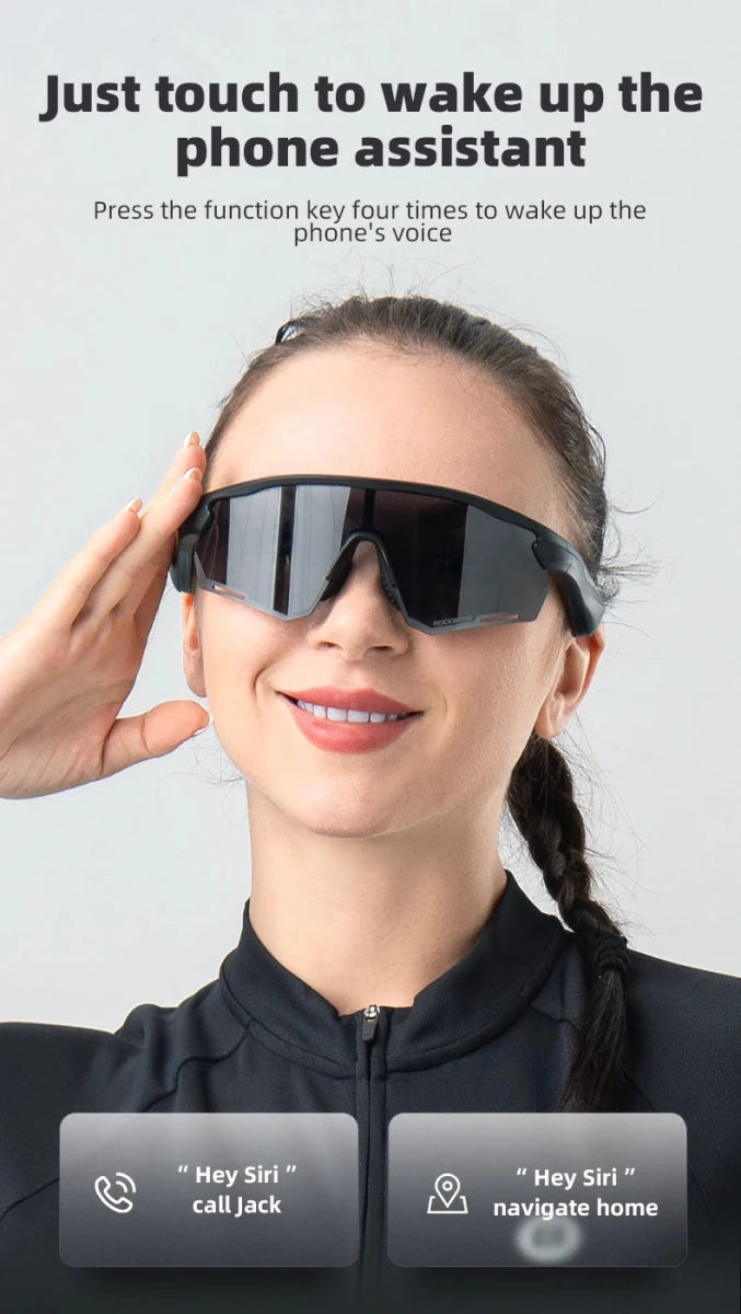 Lunettes connectée / audio Bluetooth V5.2 avec batterie rechargeable 120 mAh & technologie Vstimulations "ROCKBROS - SP2500 series" - Planète Rando