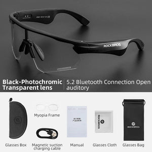 Lunettes connectée / audio Bluetooth V5.2 avec batterie rechargeable 120 mAh & technologie Vstimulations "ROCKBROS - SP2500 series" - Planète Rando