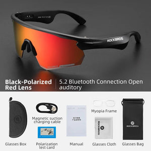 Lunettes connectée / audio Bluetooth V5.2 avec batterie rechargeable 120 mAh & technologie Vstimulations "ROCKBROS - SP2500 series" - Planète Rando