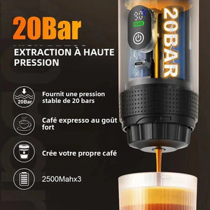 Machine à café expresso portable avec affichage numérique avec capsules 3 en 1 pour la randonnée et le camping "DENOKIN - KF - JN - 02 Pro" - Planète Rando