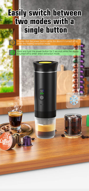 Machine à café expresso portable avec affichage numérique avec capsules 3 en 1 pour la randonnée et le camping "DENOKIN - KF - JN - 02 Pro" - Planète Rando