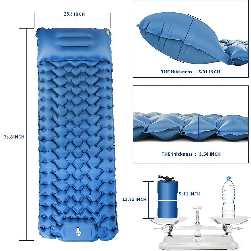 Matelas de camping 9cm avec oreiller & pompe intégrée "Planete Rando - Comfort Trek 3" - Planète Rando