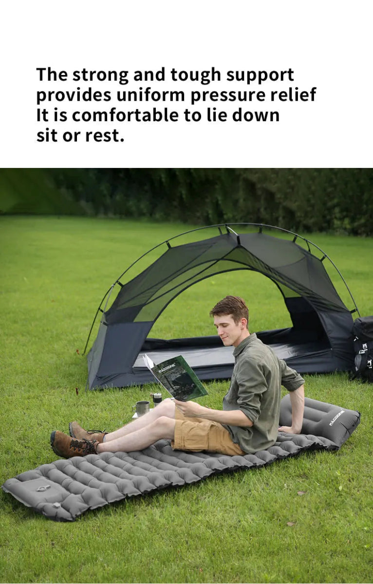 Matelas gonflable avec pompe et oreiller intégré 9cm R - Value 1.6 700g "PACOONE - Ultra pad PA01" - Planète Rando