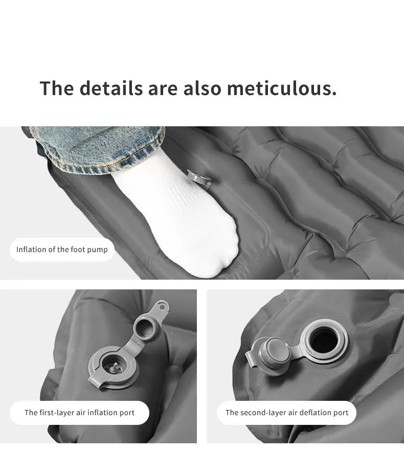 Matelas gonflable avec pompe et oreiller intégré 9cm R - Value 1.6 700g "PACOONE - Ultra pad PA01" - Planète Rando