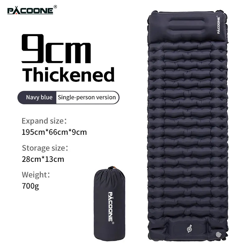 Matelas gonflable avec pompe et oreiller intégré 9cm R - Value 1.6 700g "PACOONE - Ultra pad PA01" - Planète Rando
