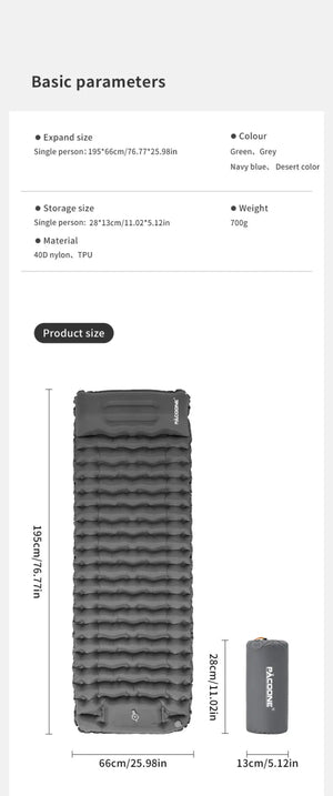 Matelas gonflable avec pompe et oreiller intégré 9cm R - Value 1.6 700g "PACOONE - Ultra pad PA01" - Planète Rando