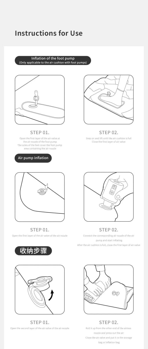 Matelas gonflable avec pompe et oreiller intégré 9cm R - Value 1.6 700g "PACOONE - Ultra pad PA01" - Planète Rando