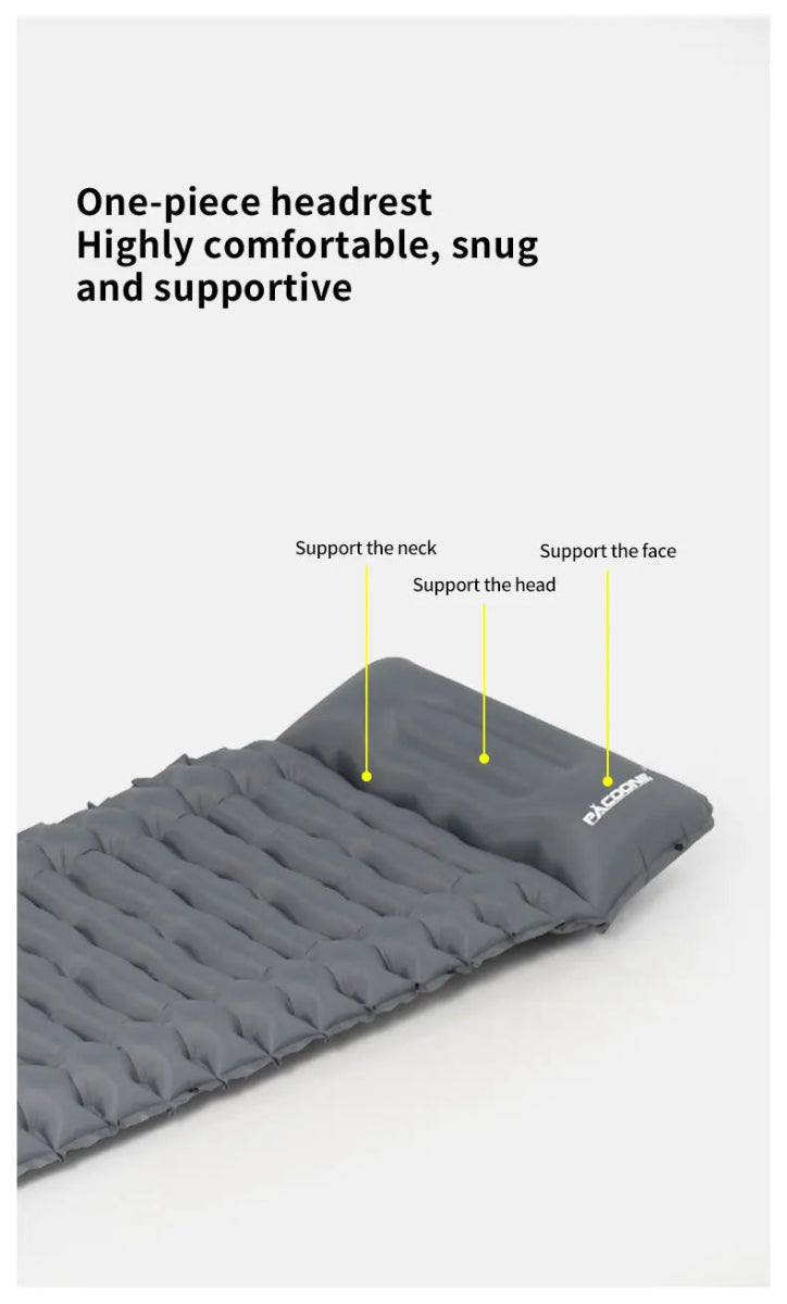 Matelas gonflable avec pompe et oreiller intégré 9cm R - Value 1.6 700g "PACOONE - Ultra pad PA01" - Planète Rando