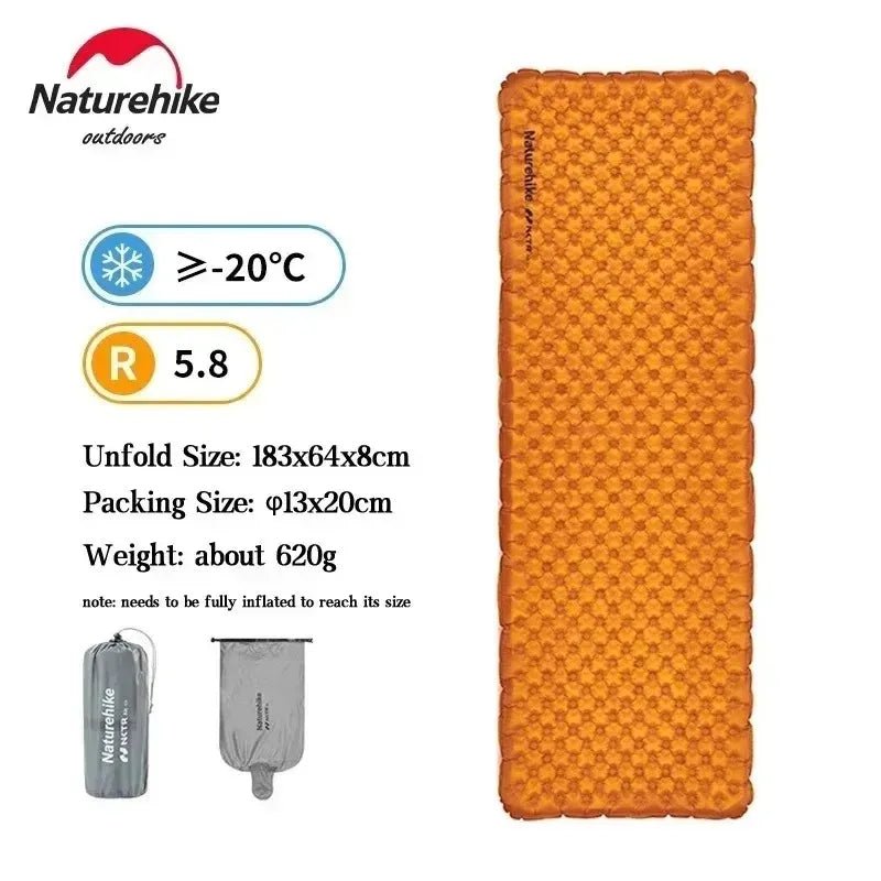 Matelas gonflable de randonnée ultraléger 4 saison à partir de 440g "Naturehike – Inflatable pad R - value 5.8" - Planète Rando