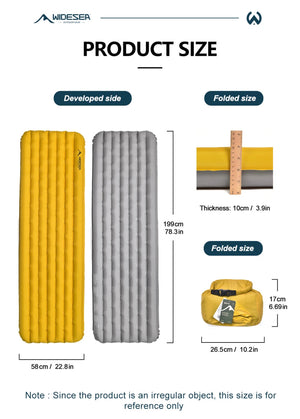 Matelas gonflable léger et confortable 10cm 770g R - Value 7.6 (4 saisons) "Widesea - AM01Y" - Planète Rando