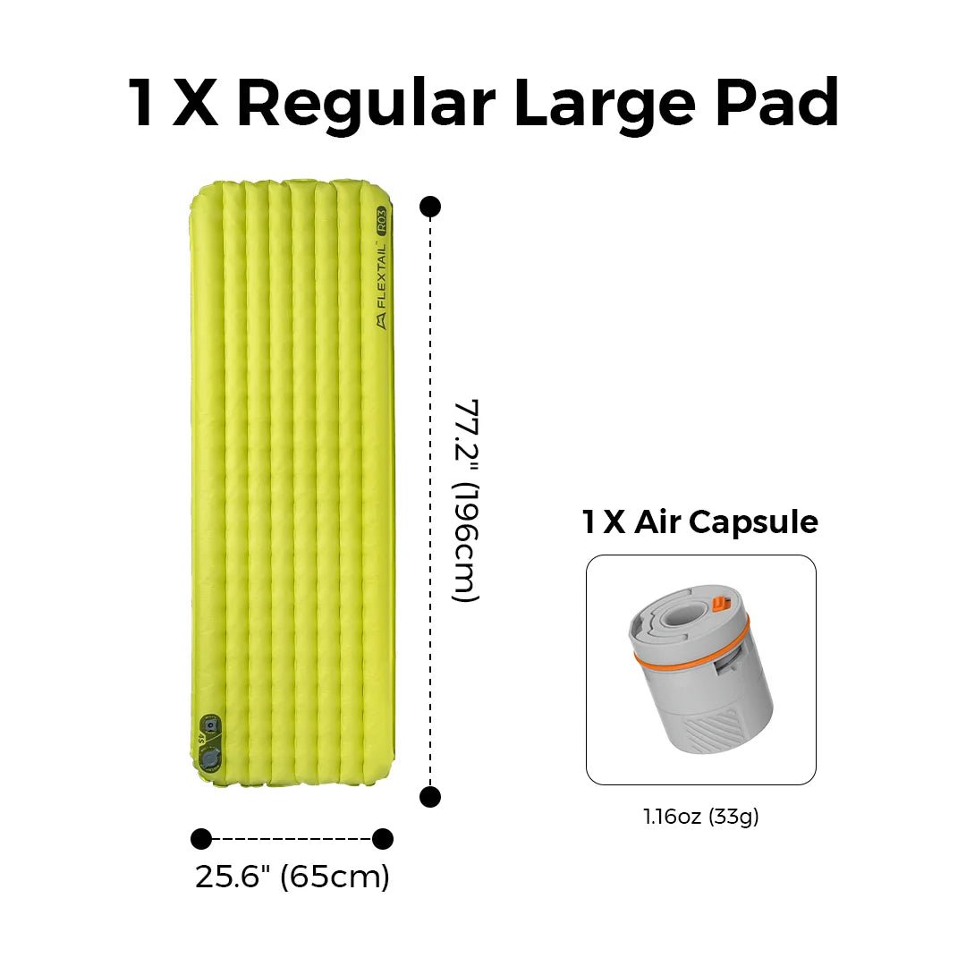 Matelas gonflable ultraléger avec pompe intégrée R - Value 3.5 confort 5°C "FLEXTAILGEAR - TINY Sleeping pad R03" - Planète Rando