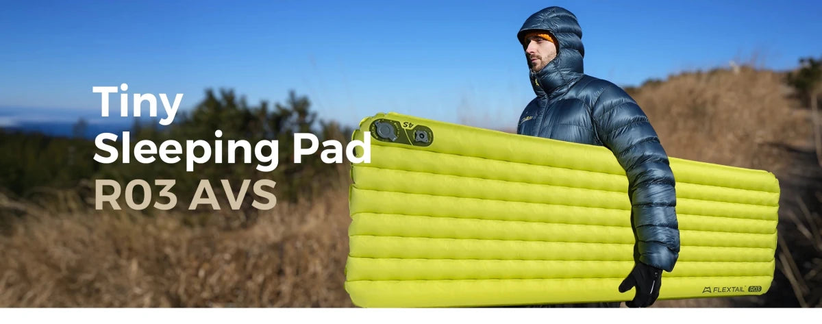 Matelas gonflable ultraléger avec pompe intégrée R - Value 3.5 confort 5°C "FLEXTAILGEAR - TINY Sleeping pad R03" - Planète Rando