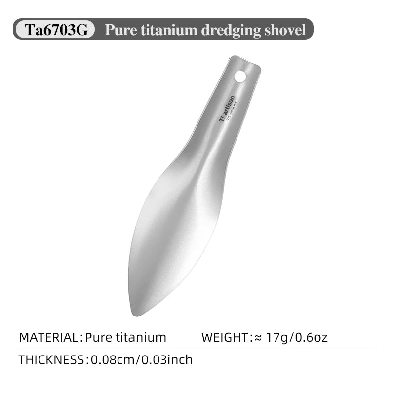 Mini - pelle de camping en titane ultralégère et portable "Tiartsan - Ta6703G" - Planète Rando
