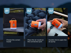 Mini - pompe à air / gonfleur portable 4 en 1 avec éclairage LED USB "FLEXTAILGEAR - Max Pump 2 Pro" - Planète Rando