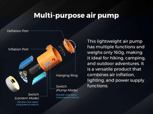 Mini - pompe à air / gonfleur portable 4 en 1 avec éclairage LED USB "FLEXTAILGEAR - Max Pump 2 Pro" - Planète Rando
