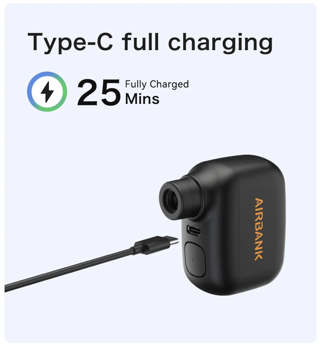 Mini pompe à vélo portable rechargeable 100 PSI 5V Type - C "AIRBANK - AS100" - Planète Rando
