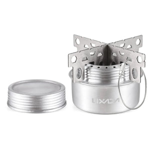 Mini réchaud à alcool d'extérieur en alliage d'aluminium avec couvercle "Lixada - ST025" - Planète Rando
