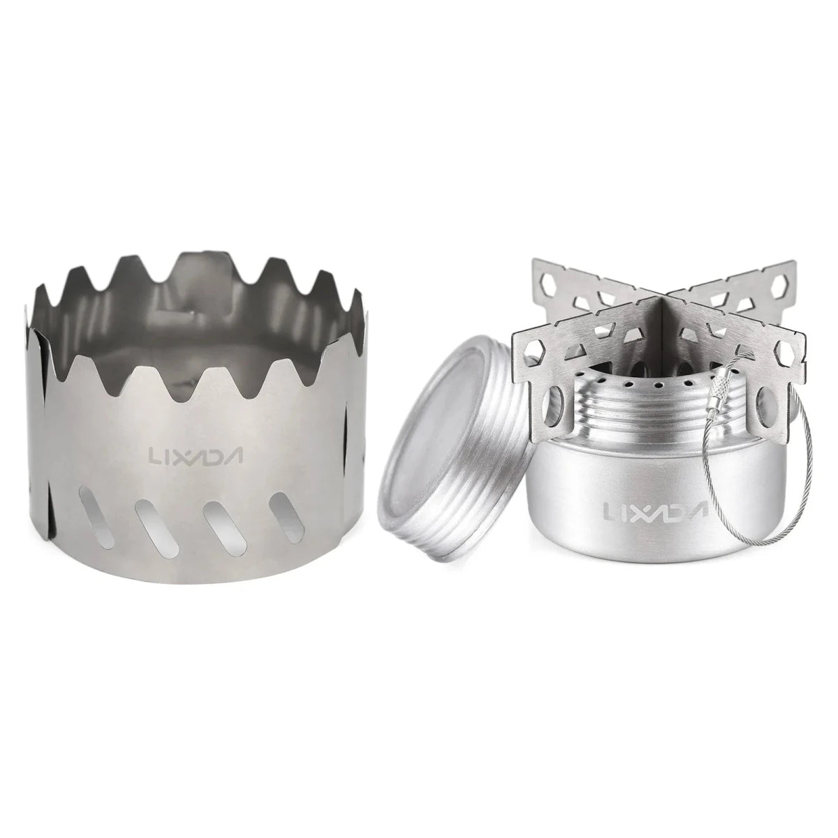 Mini réchaud à alcool d'extérieur en alliage d'aluminium avec couvercle "Lixada - ST025" - Planète Rando