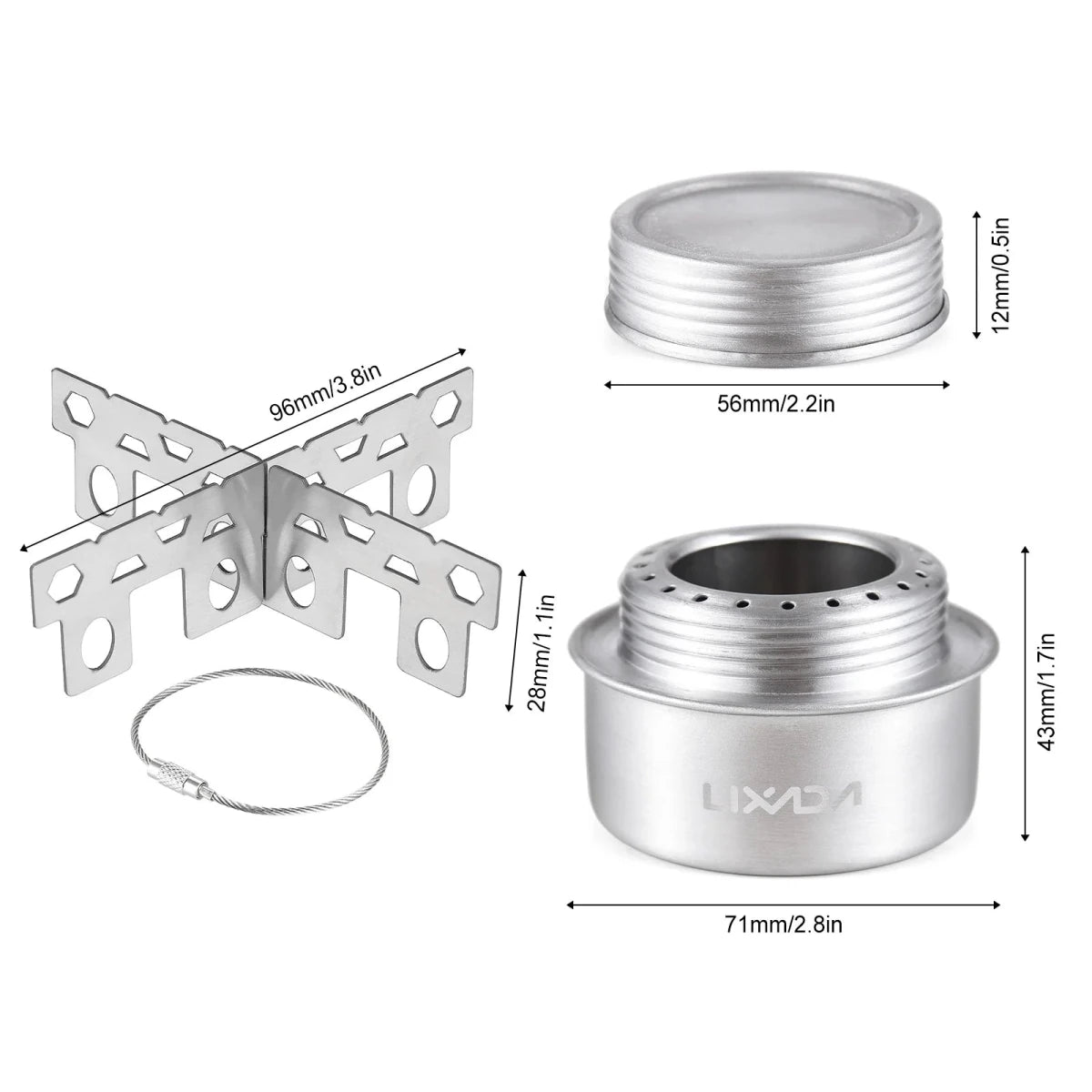 Mini réchaud à alcool d'extérieur en alliage d'aluminium avec couvercle "Lixada - ST025" - Planète Rando