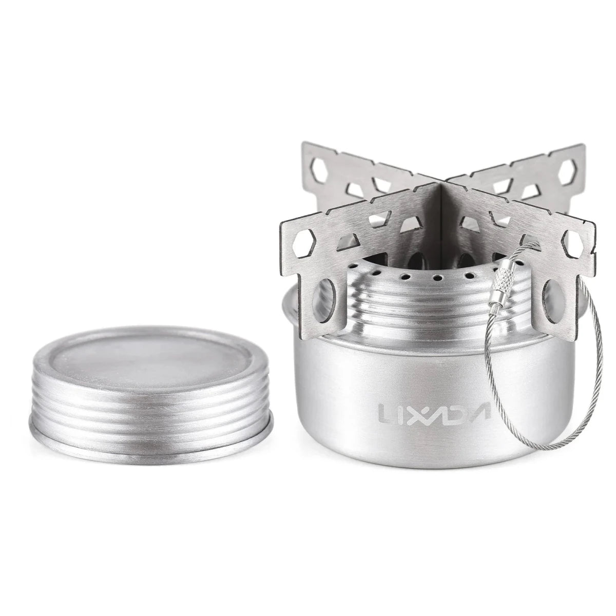 Mini réchaud à alcool d'extérieur en alliage d'aluminium avec couvercle "Lixada - ST025" - Planète Rando