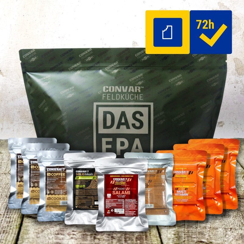 Pack de 9 barres énergétiques d'urgence pour 72 heures (recommandation de l'UE) "CONVAR - 7 - MRE Pack" - Planète Rando