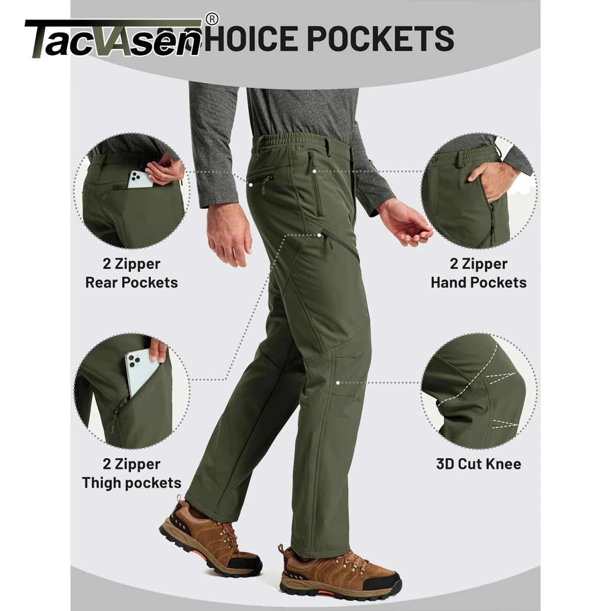 Pantalon cargo de randonnée hivernale pour homme "TACVASEN - PT4250" - Planète Rando