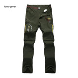 Pantalon randonnée 2 en 1 homme Trvlwego AD083 vert armée, short amovible, poches zippées, traitement déperlant.