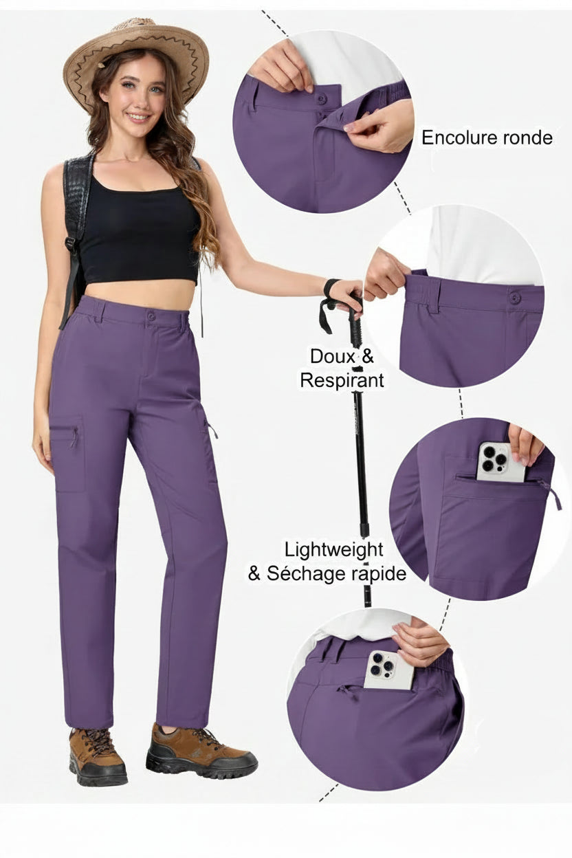 Pantalon de randonnée avec spash - proof protection pour femme "TACVASEN - PT817" - Planète Rando