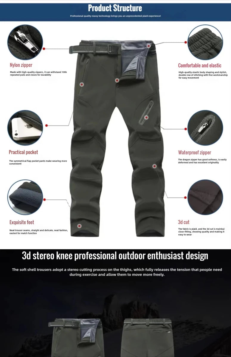 Pantalon imperméable & polaire grande taille pour homme "Fashion Wear - MK005" - Planète Rando