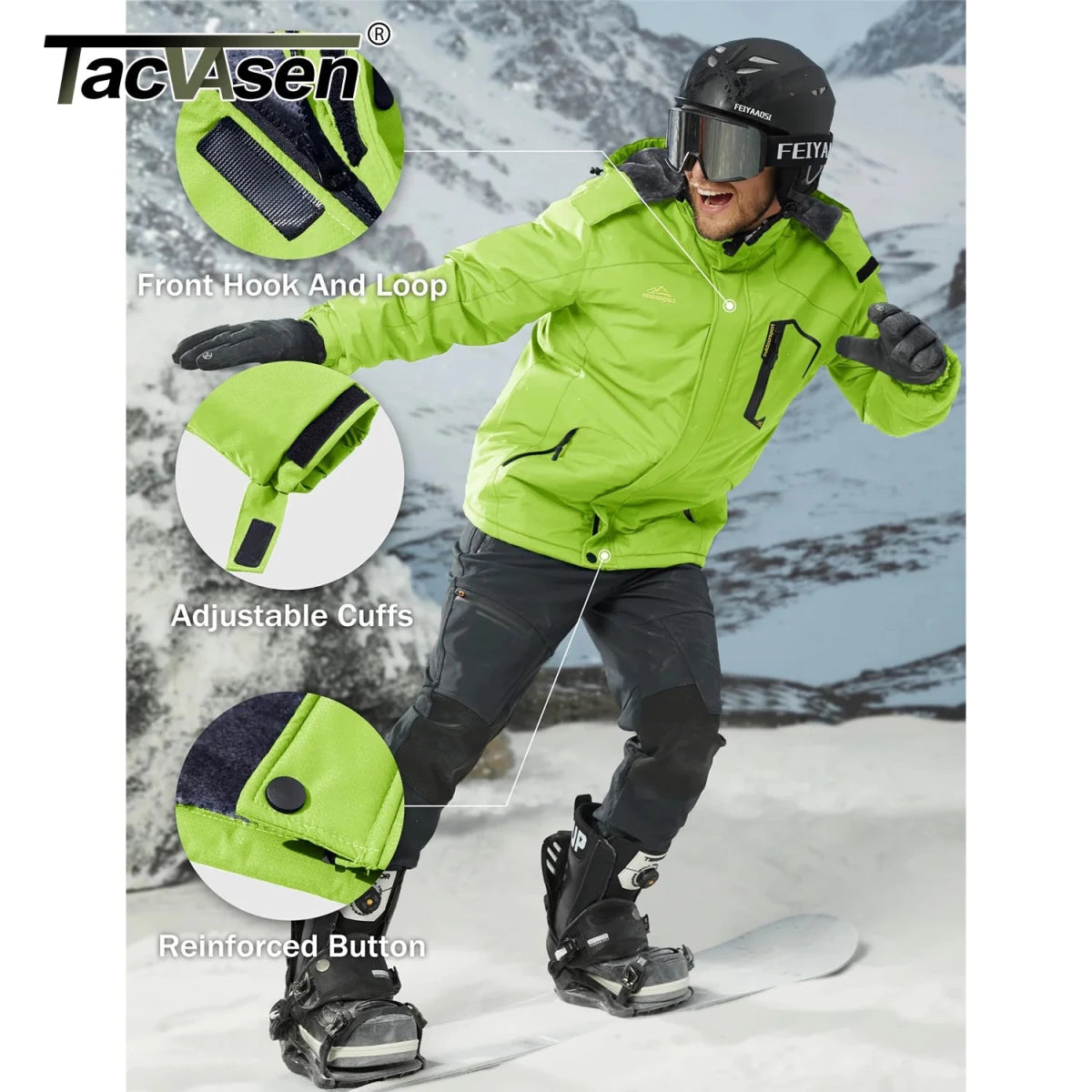 Parka polaire, veste imperméable pour le ski et les sports d'hiver pour homme "TACVASEN - TJ153D" - Planète Rando