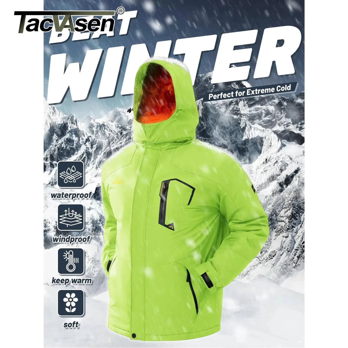 Parka polaire, veste imperméable pour le ski et les sports d'hiver pour homme "TACVASEN - TJ153D" - Planète Rando